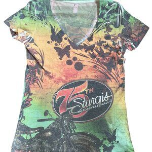 75th Anniversary Sturgis Motorcycle Rally Shirt Double Sided Full Graphic Print